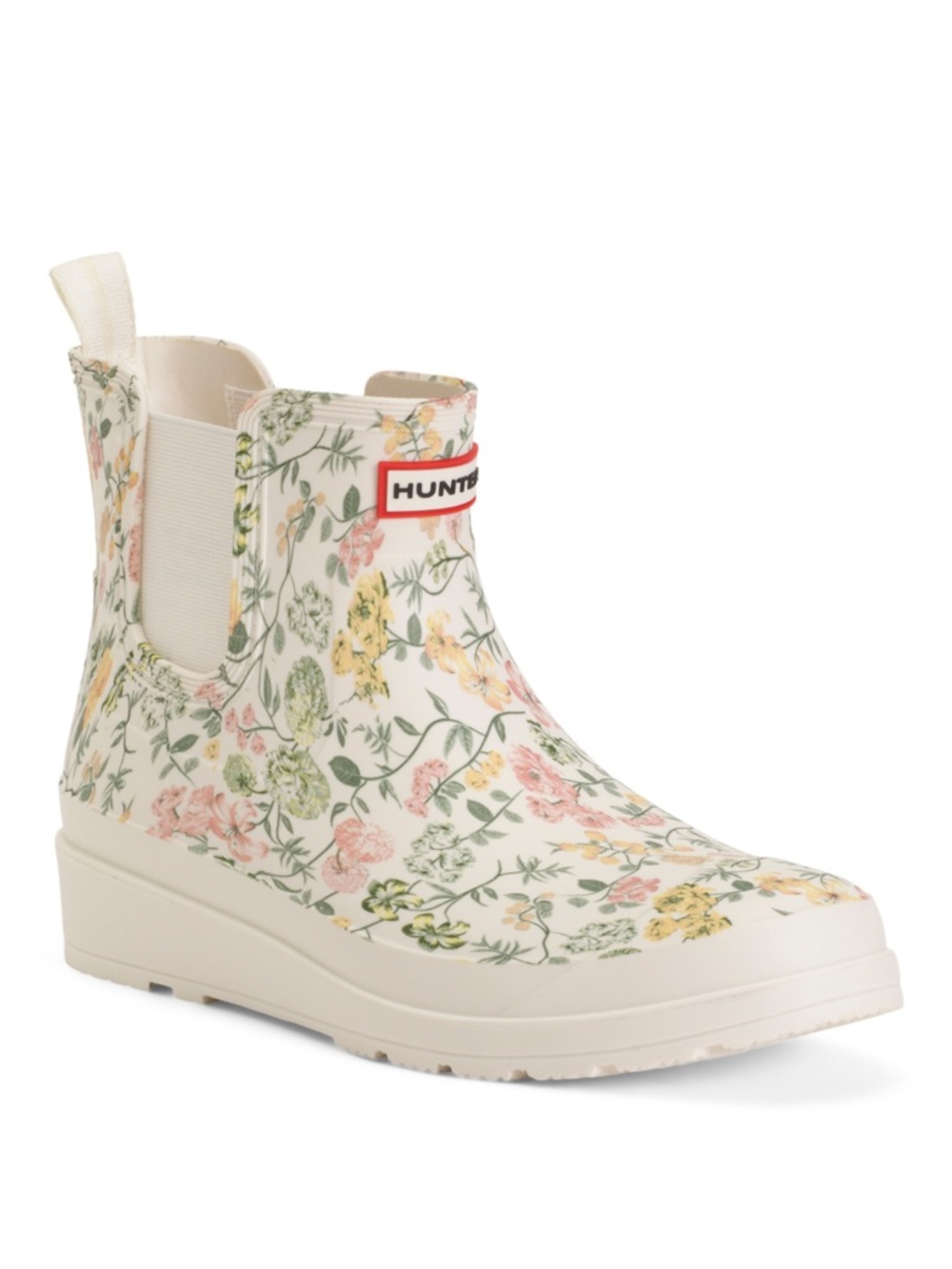 Hunter Cream Floral Chelsea Rain Bootie 10